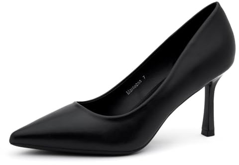 Herstyle 3 Inch Stiletto Pumps for Women – Closed Toe High Heels, Classic Pointed Toe Dress Shoes for Wedding, Office, Party & Work | Comfortable Formal Heels, Black, Size 7.0, Marneena
