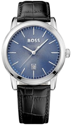 BOSS Analog Quarzuhr für Herren Kollektion Classic 1 mit Schwarzes Lederarmband - 1513400