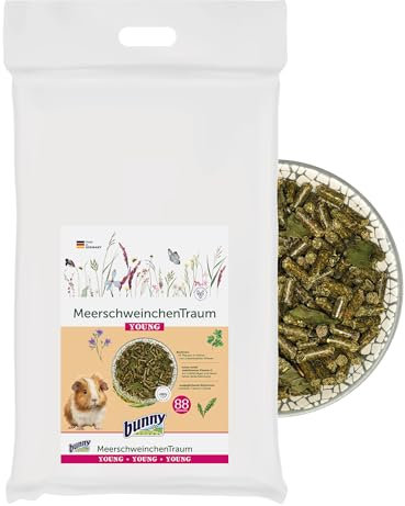 bunnyNature MeerschweinchenTraum Young - Meerschweinchen Alleinfuttermittel bis zum 5. Lebensmonat - 63 Pflanzen & Kräuter, Vitamin C & Superfood - 4kg