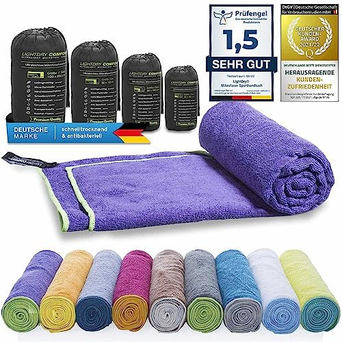 LightDry® Original Mikrofaser Sporthandtuch Backpack Reise-Handtuch - Sport & Fitness Badehandtuch saugfähig, leicht & antibakteriell und extrem schnell trocknend