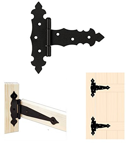 Black Ornamental Decorative Metal Door Gate Chest Furniture Rustic Tee Hinge T-Hinge 150 x 35 x 80 x 2mm