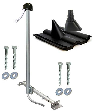SkyRevolt SAT TV Aufdachsparrenhalter Sparrenabstand 60-105 cm Mast 120cm Dachsparren-Halterung für Satellitenschüssel | Aufdach Montageset mit Kabeldurchführung Mastabdeckkappe