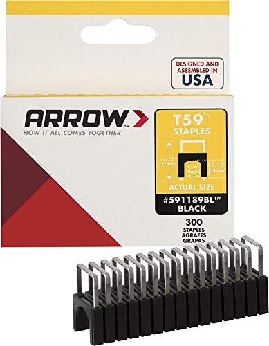 Arrow 591189BLSS T59 Isolierte Heftklammern, 5/16 Zoll x 5/16 Zoll, Schwarz, 300 Stück