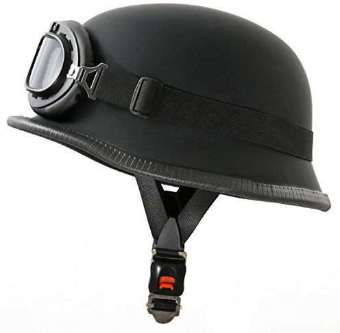 Oldtimer Stahlhelm mit Fliegerbrille Größe XL Schwarz matt