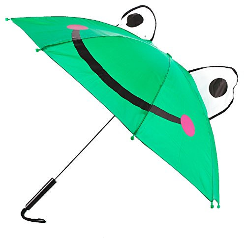 Cera & Toys® Kinder-Regenschirm lustiger Frosch mit Augen, grün, mit eigenem Namen