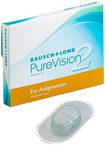 Bausch + Lomb PureVision2 for Astigmatism Monatslinsen, torische Kontaktlinsen, weich, 3 Stück BC 8.9 mm / DIA 14.5 / CYL -1.25 / Achse 170 / -4.75 Dioptrien