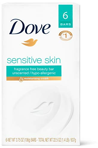 Dove Sensitive Skin Unscented Moisturizing Cream Beauty Bar 6 X 120 G (Block saponi)