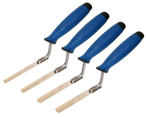 Dedo espátula: 8, 10, 12, 14 mm plana de Acero Inoxidable, empuñadura de goma (SET)