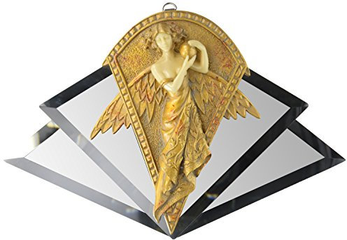 Design Toscano Art Nouveau Angel Mirrored Wall Sculpture, Two Tone Ivory & Gold
