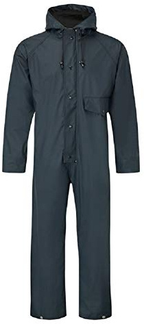 Blue Castle Flex PU Tricot Fabric Stretchable Coveralls Waterproof Overalls Work Fish Boat Sail (Navy Blue, Medium Chest To Fit 40-42)