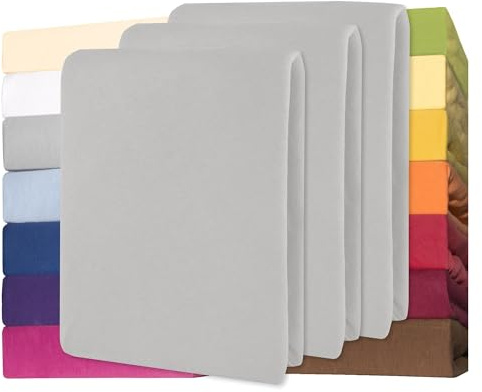 CelinaTex Lucina bebés niños sábanas Ajustables Camas para bebé Camas para niños algodón 3er-Set 60x120-70x140 cm Gris Plateado
