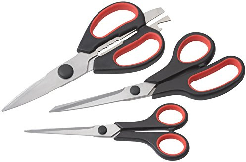 Meister Scheren-Set 3-teilig – Rostfreie Edelstahl-Klingen | Inkl. Küchenschere, Schneidschere und Bastelschere – Soft-Grip-Griffe – Mit Flaschenöffner und Co – Haushaltsschere