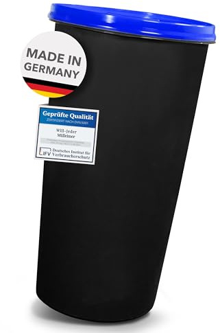Will-Jeder Mülleimer 60l mit geruchsdichtem Deckel (Blau), Gelber Sack Ständer, Made in Germany, Müllsackständer ermöglicht rissfreie Säcke