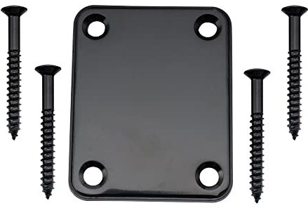 Musiclily Basic 4-Loch Gitarren Halsplatte Stahl Neck Plate Schwarz | für Fender Strat Tele Style E-Gitarre oder Bass,