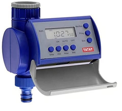 TATAY Automatischer Bewässerungscomputer | Bis zu 8 Zyklen täglich & 15 wöchentliche Kombinationen | Batteriebetrieben | 3/4 & 1 Wasserhahn-Anschluss | UV-beständig | Universell einsetzbar