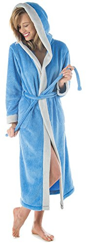 CelinaTex XS-XXXL Bademantel Kapuze zweifarbig kurz seitliche Eingrifftaschen Damen Sherpa Kuschelfleece Morgenmantel, Sauna, Spa, Pool, Bad, flauschig und komfortabel - OEKO-TEX Kos