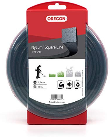 Oregon Square Nylium Heavy-Duty Trimmer Line, 2.4 mm X 60 m Spool – Fits Most Trimmer Types (109521E), Black