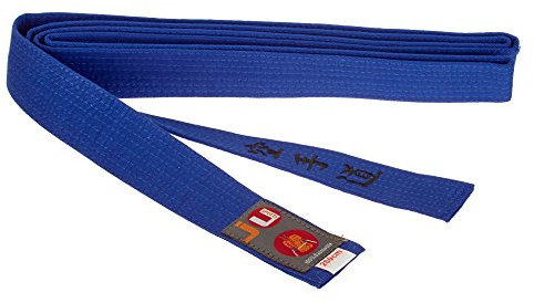 Ju-Sports Budogürtel blau mit Bestickung Karate (Japanisches Kanji)