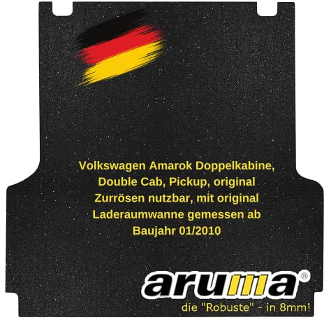 aruma® Antirutschmatte Laderaummatte kompatibel für VW Amarok Doppelkabine, original Zurrösen nutzbar, mit original Laderaumwanne gemessen ab Baujahr 01/2010-01/2023