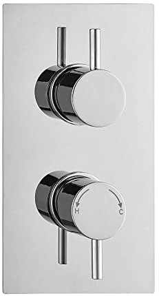 Concealed Thermostatic 1 Way Outlet Shower Valve with 2 Round Handles and an Anti Scald Feature Installed | WRAS & TMV2 Approved | by ECOSPA Chrome