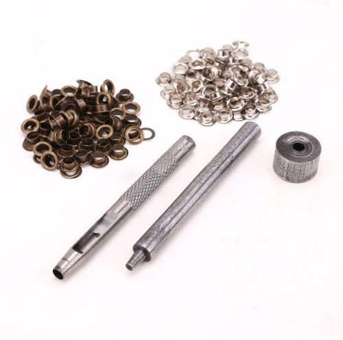Trimming Shop 5mm Oeillets 3 Set Perforatrice Outil Kit with 50 Argent et 50 Bronze Œillets avec Rondelles pour Artisanat de Cuir