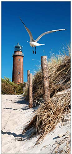 posterdepot Türtapete Türposter Möwe am Strand mit Leuchtturm - Größe 93 x 205 cm, 1 Stück, ktt0237