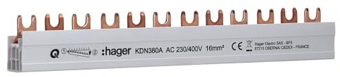 HAGER KDN380A Phasenschiene 3P 80A 16qmm 12 Einh.Gabelanschluss isoliert Grau