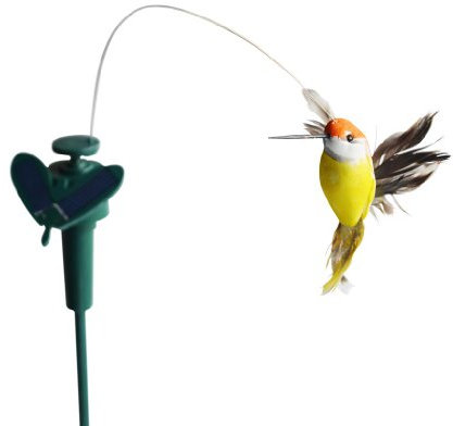 Solaration Colibri Flottant, alimenté par énergie Solaire ou à Piles, Ailes et queues en Plumes véritable