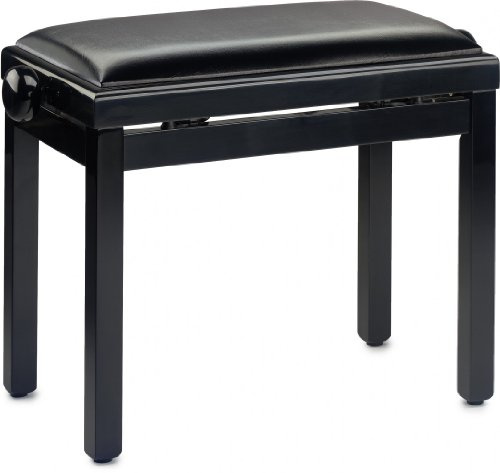 Stagg PB39 BKP SBK Klavierbank mit Hochglanz-schwarzer Vinyl-Sitzfläche, Schwarz