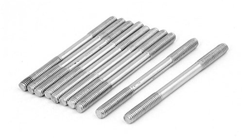 Sourcingmap M6x80mm 304 Stainless Steel Double End Threaded Stud Screw Bolt 10pcs