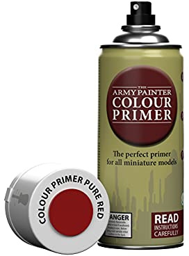The Army Painter Colour Primer Pure Red, 400 mL Acrylic Spray Primer, Spray Paint Basecoat for Miniature Priming, Tabletop Roleplaying, Boardgames, and Wargames Miniature Modelling