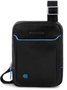 Piquadro Organisiertes Schultertaschenbuch mit 3 Fächern für iPad mini/ipadmini, Schwarz, Einheitsgröße, Organisiertes Schultertaschenbuch mit 3 Fächern für iPadmini/iPad mini