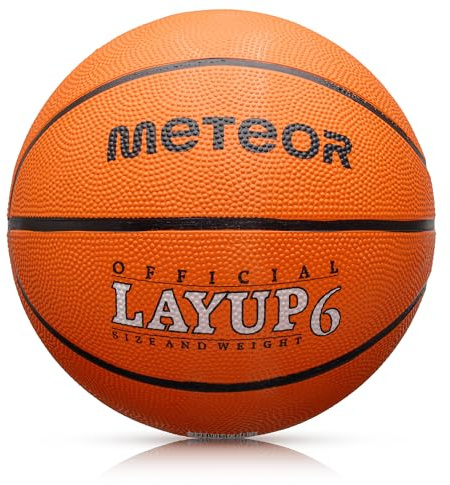 meteor Palla Basket Pallone Basketball - Taglia 5 o 6 o 7 - Giovani & Adulti Ideale per Formazione Pallacanestro - Layup