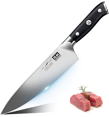 SHAN ZU Coltello da Chef Giapponese Coltelli da Cucina 20 cm, Professionali Coltello Ultra Affilato Acciaio Inossidabile Tedesco, Coltello Multiuso per Cucina Domestica e Ristorante