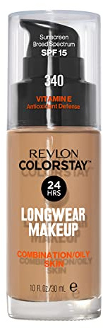 Revlon Liquid Foundation, ColorStay Face Makeup for Combination & Oily Skin, SPF 15, Medium-Full Coverage with Matte Finish, 340 Early Tan, 1 Fl Oz