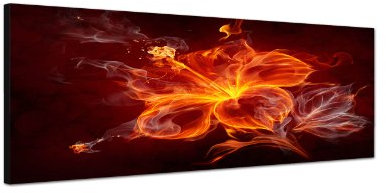 Augenblicke Wandbilder Keilrahmenbild Wandbild 150x50cm Hibiskus Blüte Blume Feuer