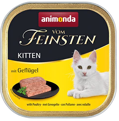 animonda vom Feinsten Kitten Katzenfutter nass mit Geflügel (32 x 100g), Kitten getreidefreies Katzen Nassfutter ohne Zucker, mit frischen fleischigen Zutaten