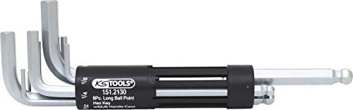 KS Tools 151.2130 3 in 1 Innen6kant-Winkelstiftschlüssel-Satz,8-tlg. lang, Kugelkopf, Zoll