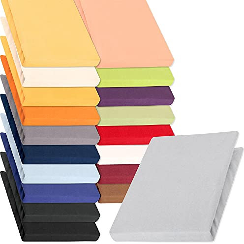 aqua-textil Pur Jersey Spannbettlaken 90x200-100x220 cm Silber grau Wasserbett Boxspringbett 160g/qm Mako Baumwolle