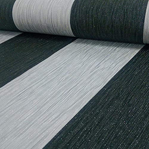 DEBONA Crystal Stripe Pattern Stripe Textured Glitter Vinyl Wallpaper (Silver Black 9012)