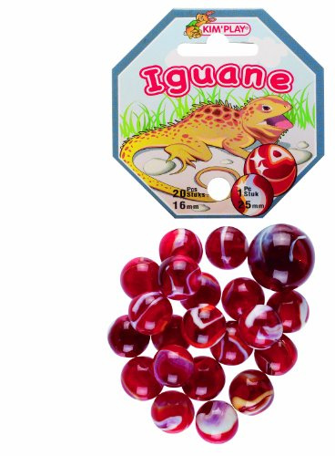 KimPlay 500824, Confezione da 21 biglie (1 grande) fantasia iguana
