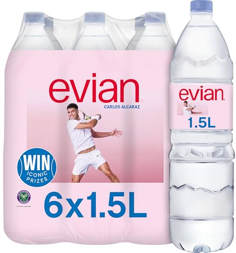 Evian Still Natural Mineral Water, 6 x 1.5L