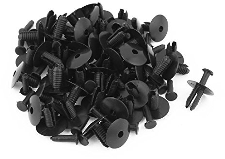 sourcing map Remache Negro 50Pcs para Guardabarros Parachoques 7Mm Sujeción | Para Autobuses, Trenes, Aviones, Camiones, Material Plástico Ligero, Excelente Aislamiento, Fijación Expandible