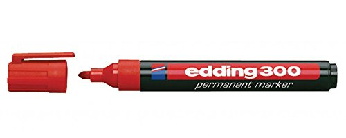 edding 300 Permanentmarker - rot - 10 Stifte - Rundspitze 1,5-3 mm - wasserfest, schnell-trocknend - wischfest - für Karton, Kunststoff, Glas, Holz, Metall, Glas