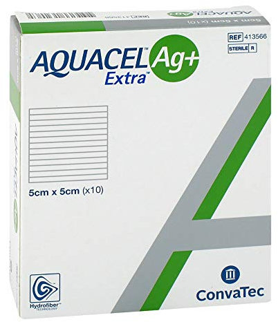 Aquacel Silver A G+ EXTRA Wound Dressings 5 cm x 5 cm x10