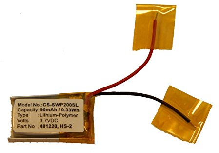 vhbw Li-Polymer Battery 90 mAh (3.7V) for Headphones Headset Samsung WEP-200, WEP-210, WEP-301 such as 481220, B481220, HS-2
