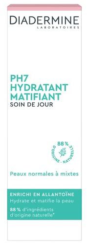 Diadermine - Crème de Jour Visage PH7 - Soin de Jour Hydratant Matifiant - Peau normales à mixtes - 88% d'ingrédients d'origine naturelle - Contenant de 50 ml