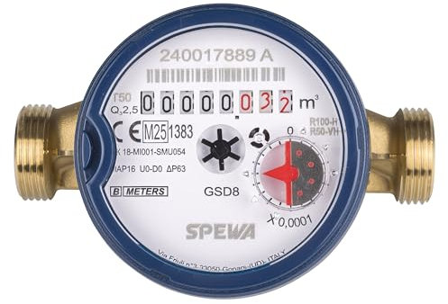 SPEWA Wasserzähler geeicht 3/4 Zoll/QN 1,5 Kaltwasser/BL 110 mm/Wasseruhr geeicht 2025 / beste Messgenauigkeit
