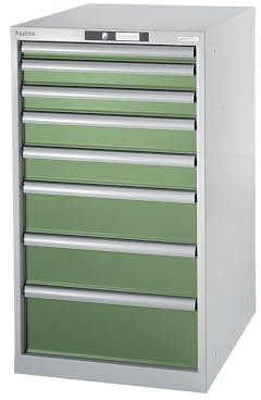 Lista | Werkbank-Baukastensystem | Unterbauschrank | Höhe 1000 mm | 8 Schubladen | resedagrün
