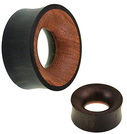 CHICNET Holz Flesh Tunnel schwarz braun aus Teakholz Eisenholz, Handmade Plug Dehner Expander, Double Flared Tubes Lobes für Männer Frauen, 4mm-30mm